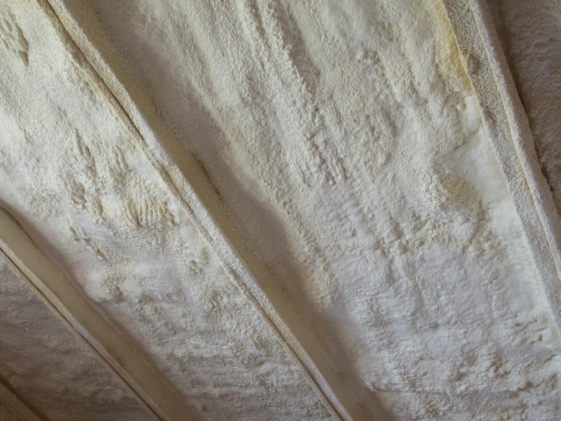 white insulation on a ceiling